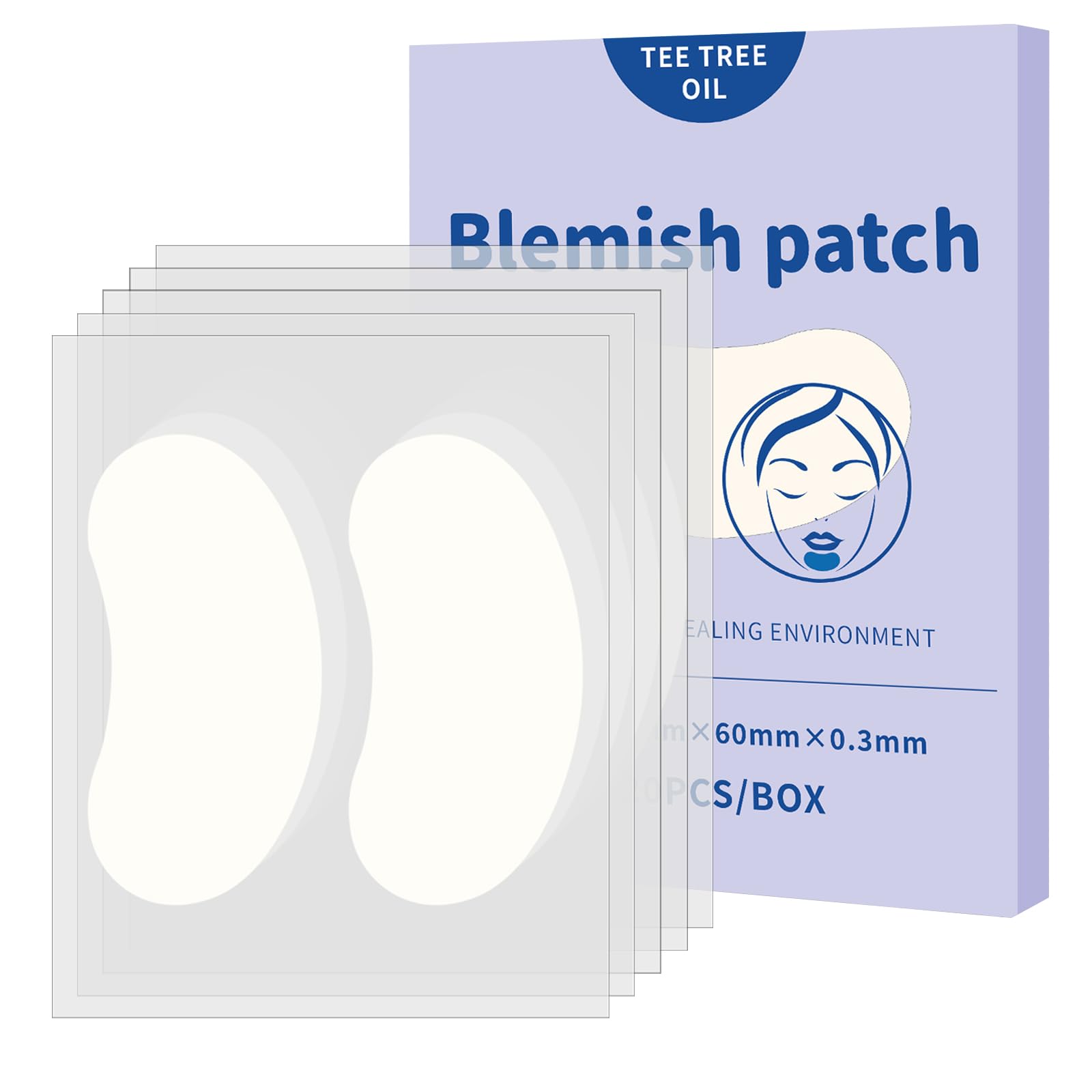 Large Pimple Patches for Face 20 Count 60x30 mm Contoured Hydrocolloid Chin Patch for Covering Zit and Blemishes