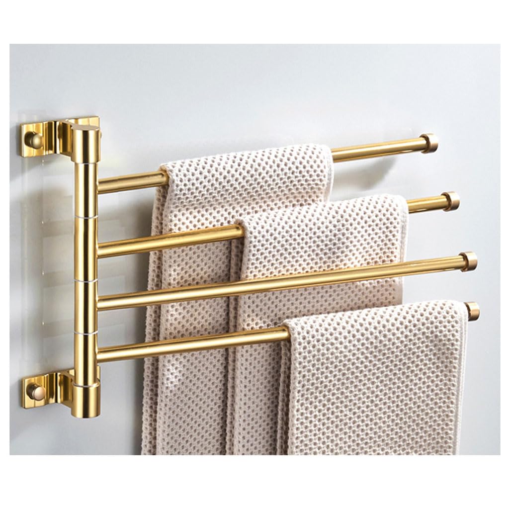 LMYSXAOZ Swivel Towel Rack Bar Rails for Bathroom, Wall Mounted Folding Arm Swing Out Hand Gold Finish Hanger Holder Space Saving Laundry, Kitchen 4Bars