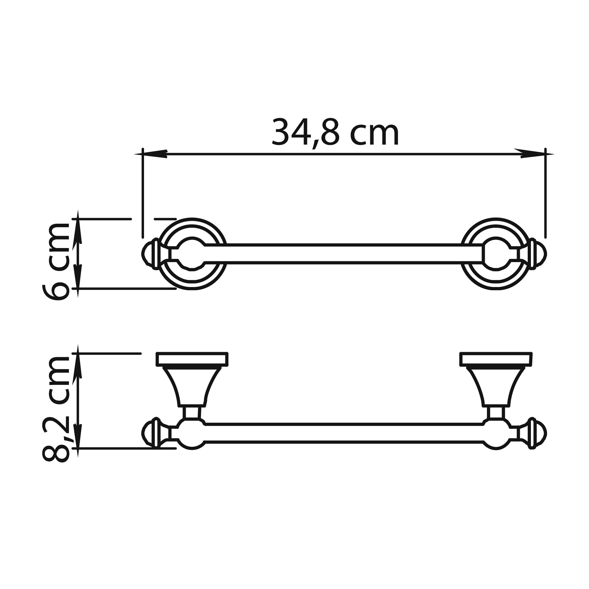 Gedy Nevis Toallero Barra Baño Pared 30cm Acero INOX Cromall Acabado Cromo Estilo Retro Clásico, Tornillos Incluidos