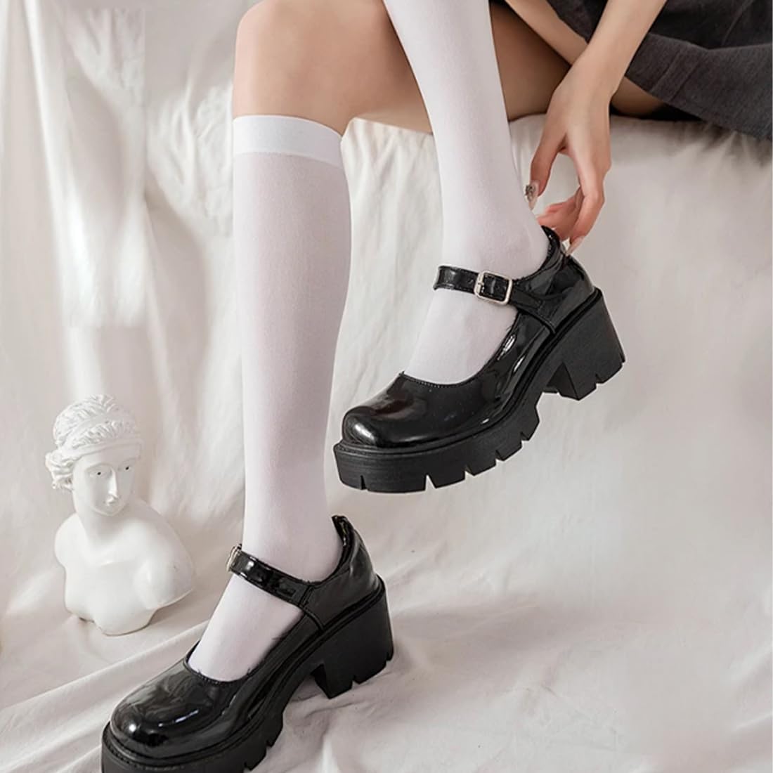 Calzettoni Donna Gambaletto In Cotone - 4 Paia Nero, Taglia Unica, Casual E Comodi - Foto 10