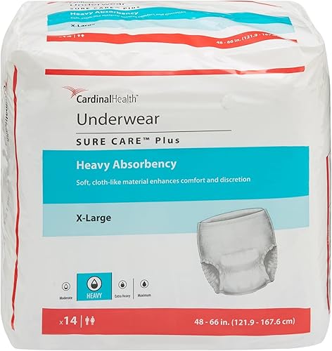 Vista 7 de Cardinal Health 1615A Ropa interior protectora, Sure Care Plus, gran absorción, grande, caja de 72 (4 bolsas de 18)