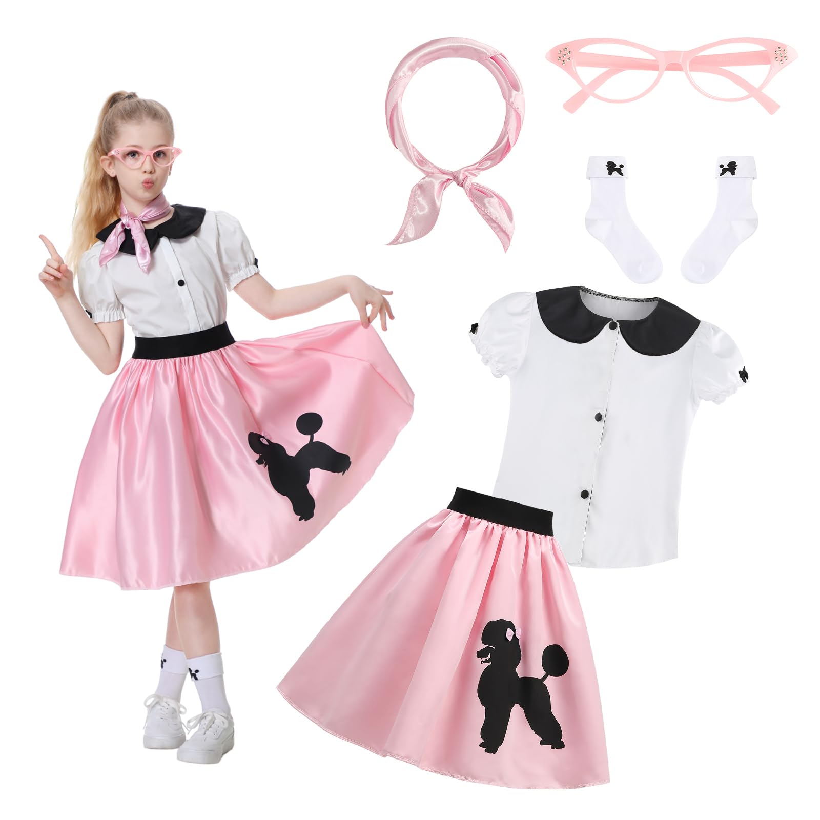 Pink Skirt Brand New Adult 50's Hop With Poodle Skirt Halloween