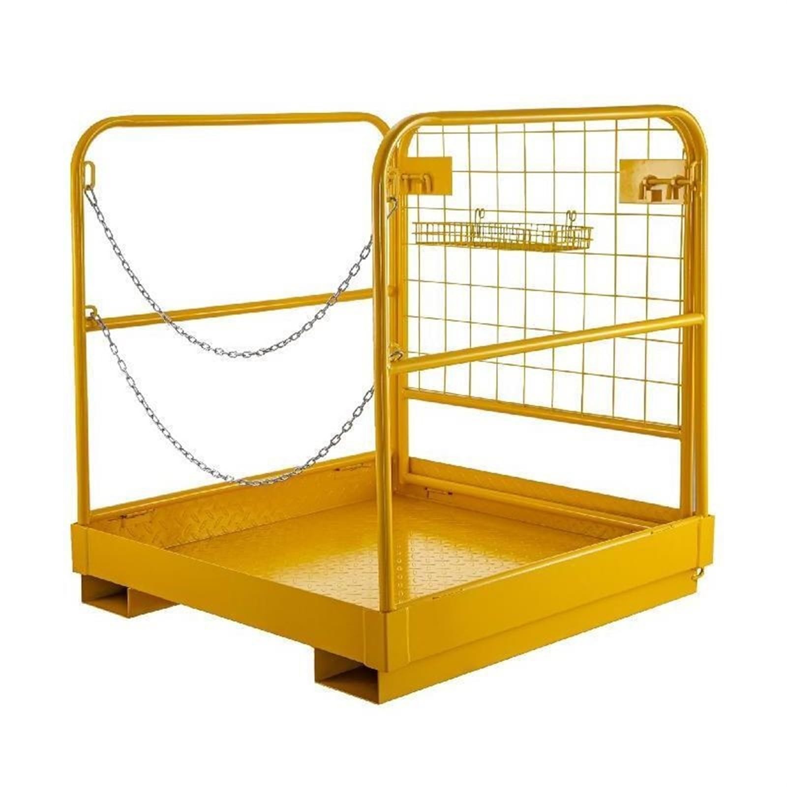 Forklift Safety Cage Aerial Fence Rails 36x36 Inch Work PlatformFold Down Lift Basket Heavy Duty Steel Construction