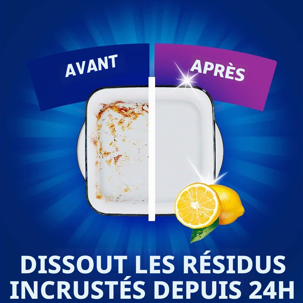 Finish Powergel gel détergent pour lave-vaisselle, liquide, multi-actions, pouvoir dégraissant, citron, 120 lavages, 4 confections de 30 lavages