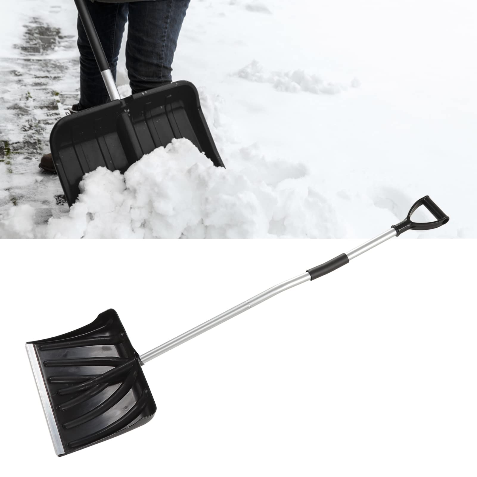 Per auto, garage, magazzino - per emergenza - larghezza 17,7 pollici, grande capacità, manico a forma di D, staccabile - per ampia pala di neve