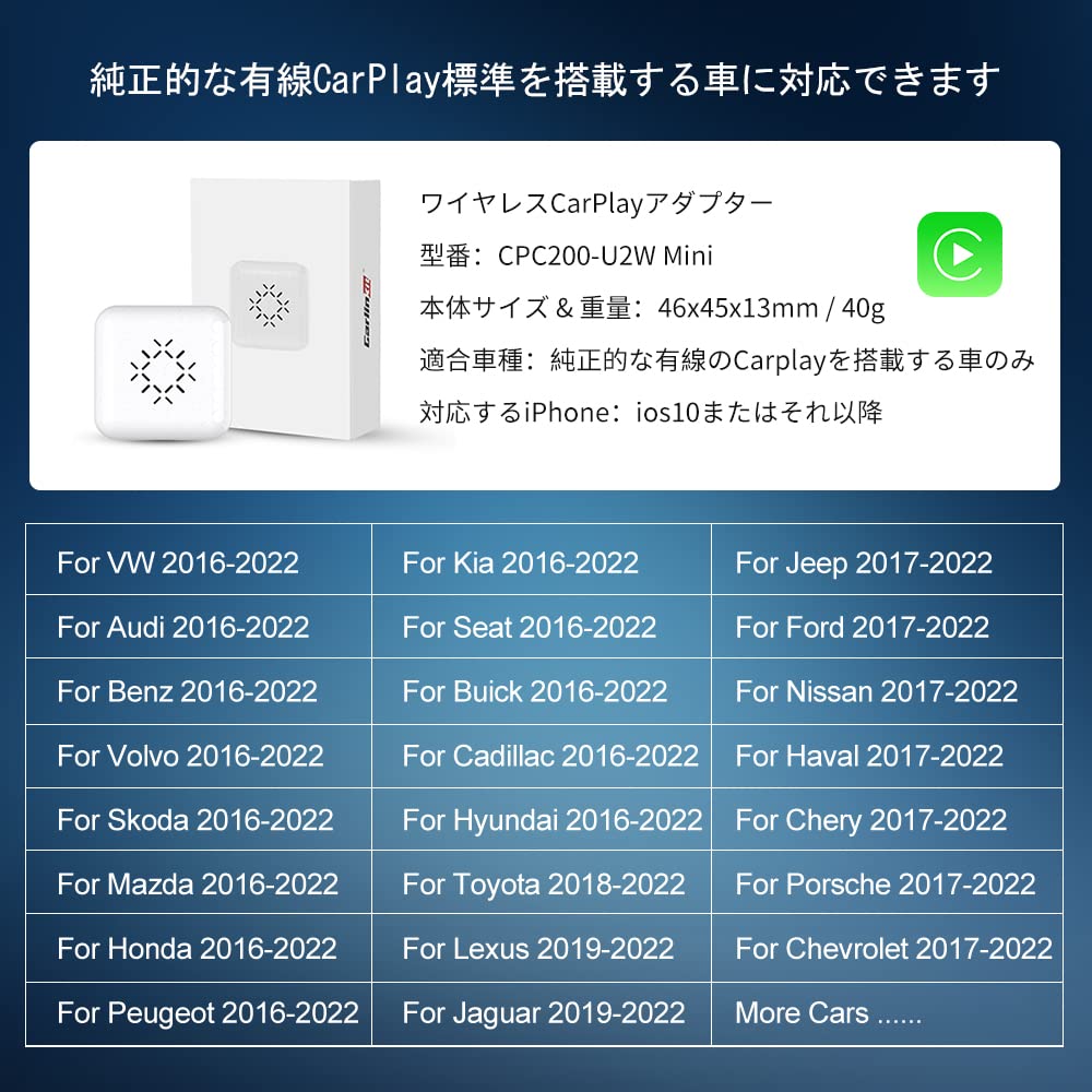 Amazon | CarlinKit 3.0 Mini CarPlay ワイヤレスアダプター