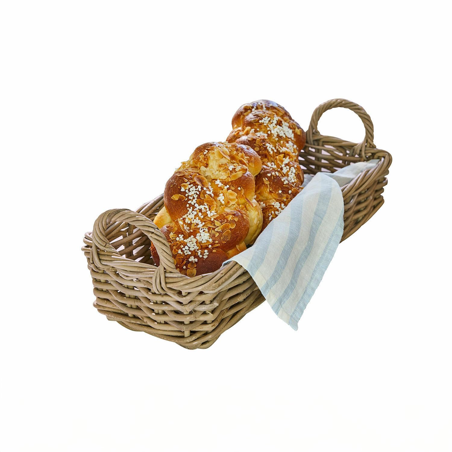 Loberon Balmis Corbeille - Tressage Solide en rotin - Anses Pratiques, Marron/Gris