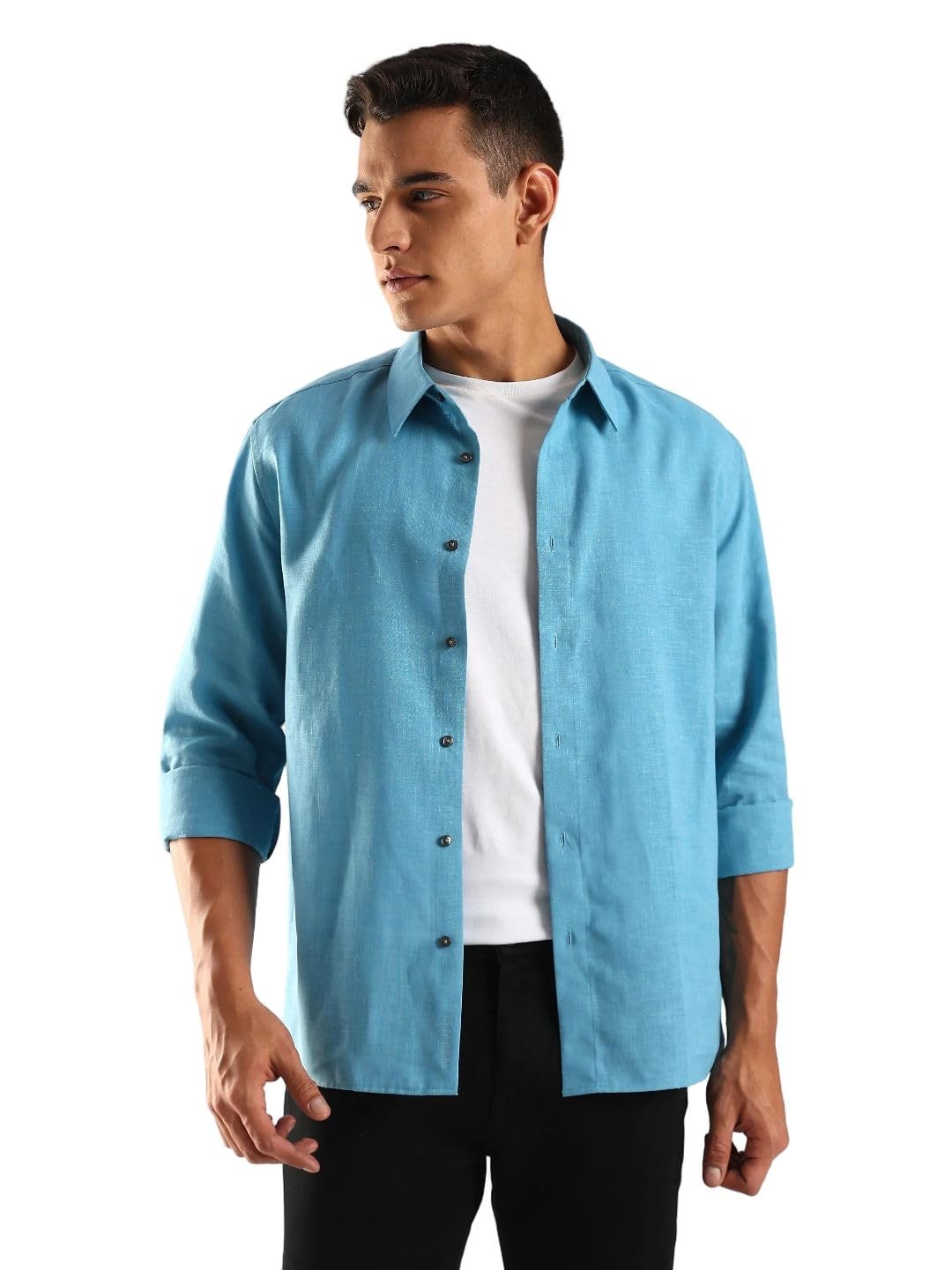 calvin klein jeans Solid Relaxed Fit Linen Shirt-picture-34