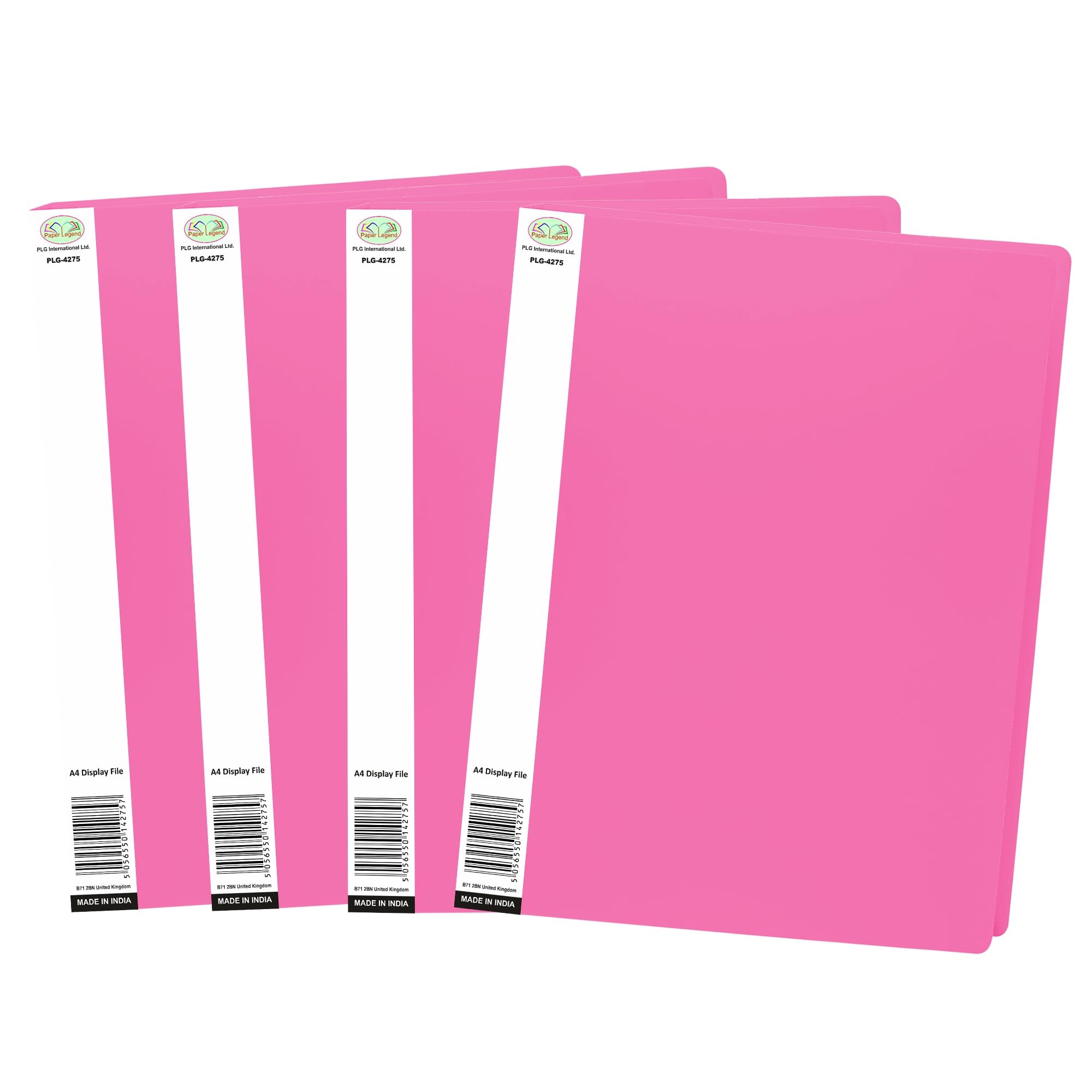 (Pack of 4) - A4 Pink Display Folder/File with 20 Transparent Plastic Pockets Sleeves A4 Document Wallet Folder Presentation Project Display Book 40 Views Pages | File Organiser | Filling Documents