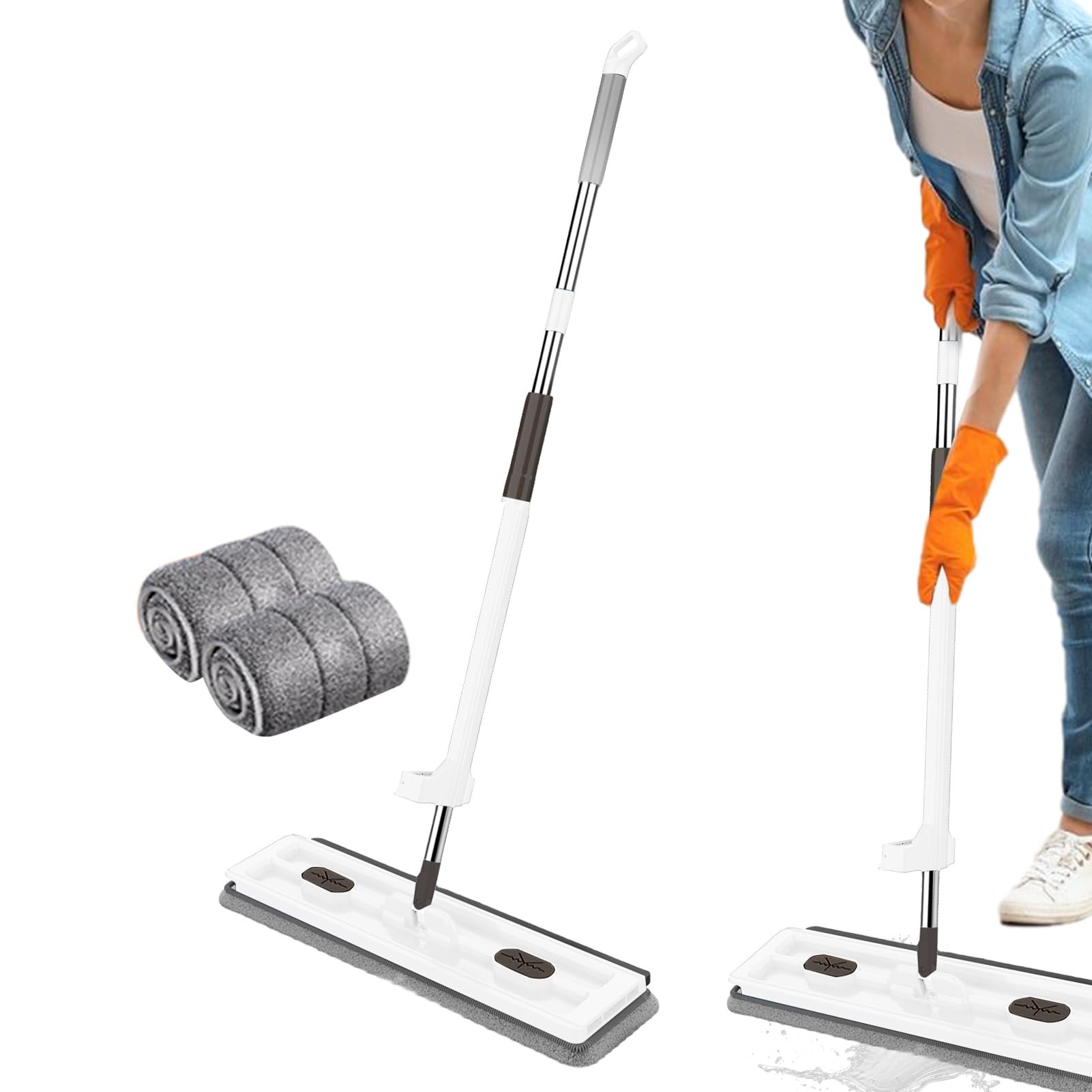 Du?a miot?a p?aska w nowym z wiaderkiem, du?ym p?askim i | wiaderkiem z kó?kami, obrotowy mop z mikrofibry 360° , mop kurz ze skrobakiem do czyszczenia pod?óg