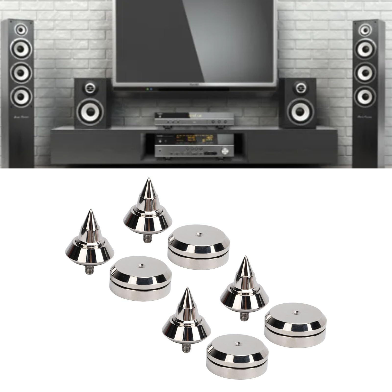 Paquete de 4 Protectores de Suelo con Puntas de Altavoz, Altura Ajustable M8, Almohadilla de Punta para Altavoz para Subwoofer, Reproductor de CD, DVD, Amplificador, Tocadiscos y