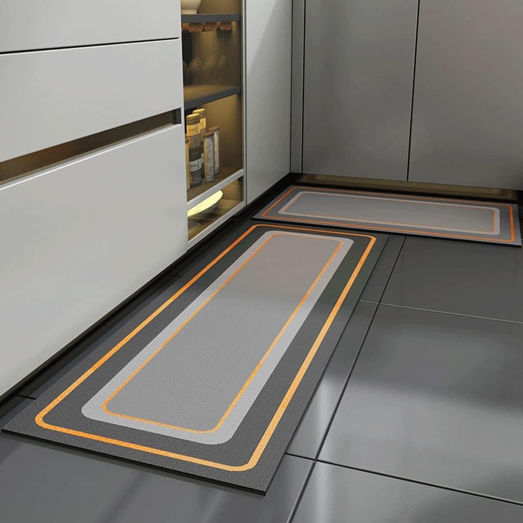 Leather Thick Kitchen Floor Rugs Non-Slip Foot Mat Washable Wipeable PVC Carpet