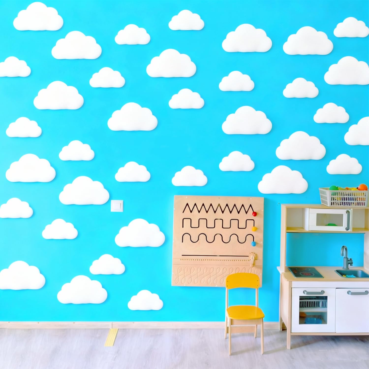 Cloud Wall Decals - 55Pcs Removable Vinyl Wall Decal - Self Adhesive Wallpaper for Nursery, Bedroom, Classroom Decor, Baby Room Stickers - Peel and Stick Art Decoration(Cloud)