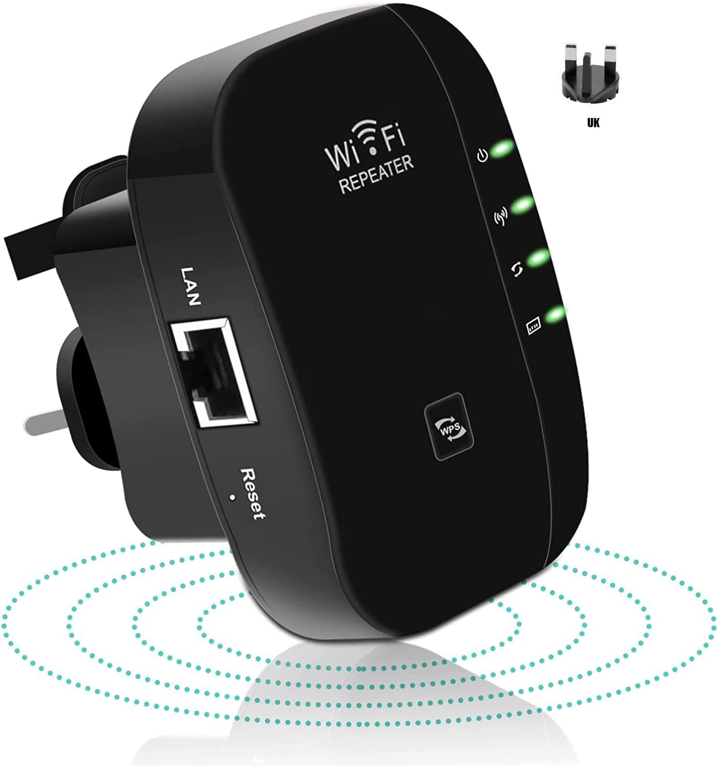 WiFi Extender, Signal Booster Up to 3650sq.ft and 45 Devicess, 300mbps Wifi Range Extender with Ethernet Port, مقوي شبكة الواي فاي,Wireless Internet Repeater, Easy Setup for Offices and Home