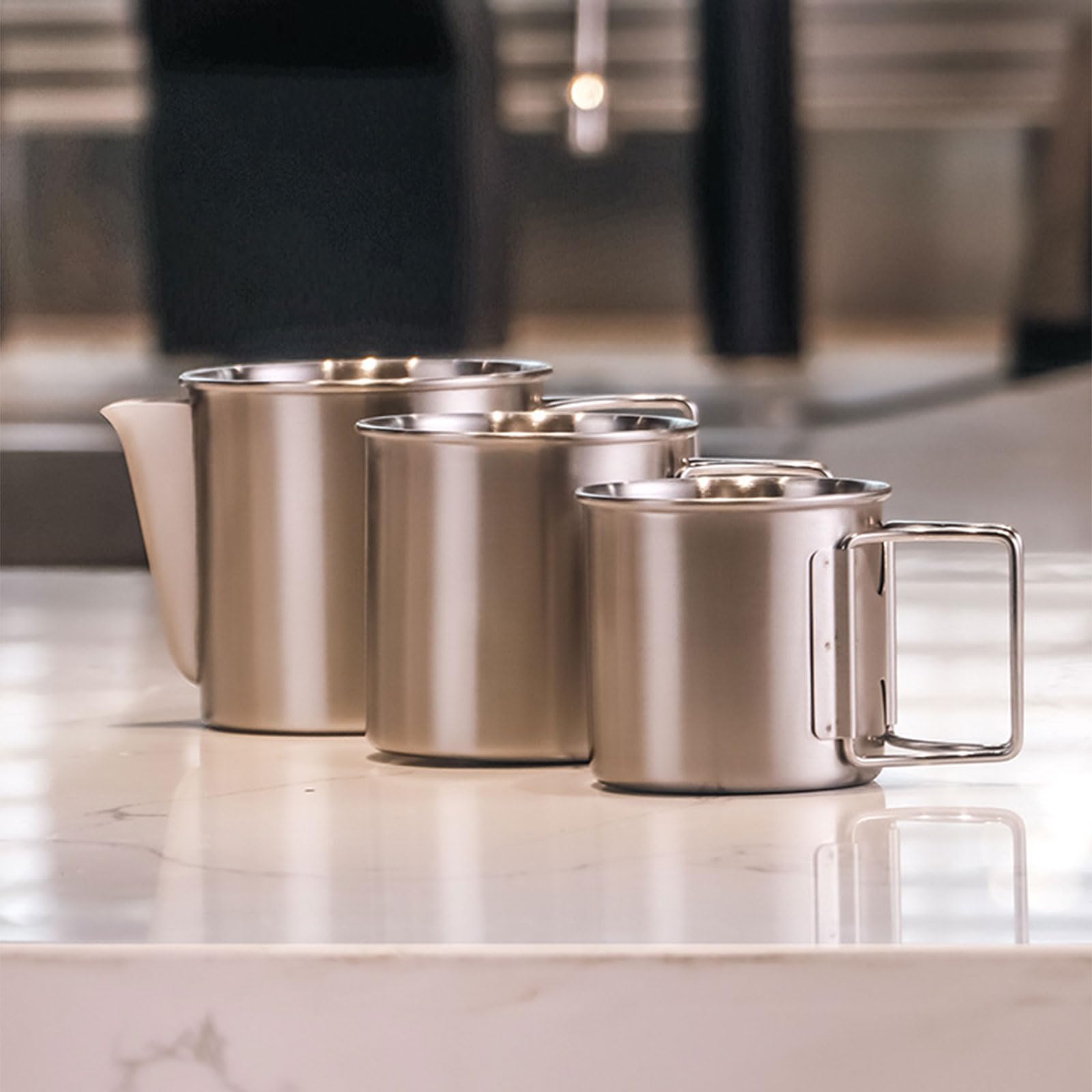 Set di 4 pezzi portatile manuale per la preparazione del caffè in acciaio inossidabile per gli avventurieri attrezzatura zaino in spalla
