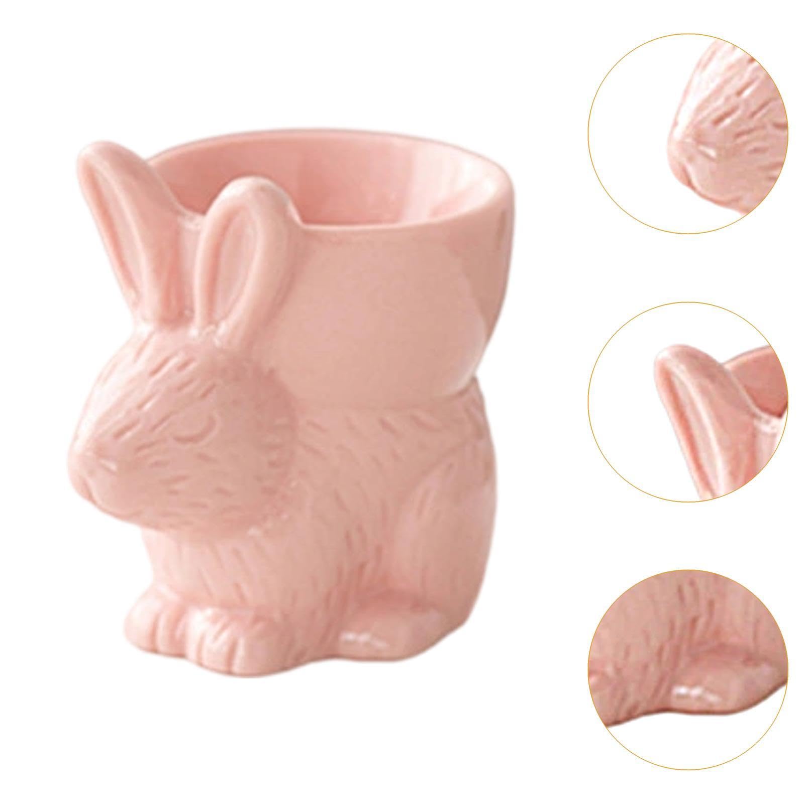 Gralara Huevera Decorativa de Cerámica con Forma de Conejo Sostenedor de Huevo Portahuevos Práctico para Mantener Huevos Durante La Comida, 5 Piezas