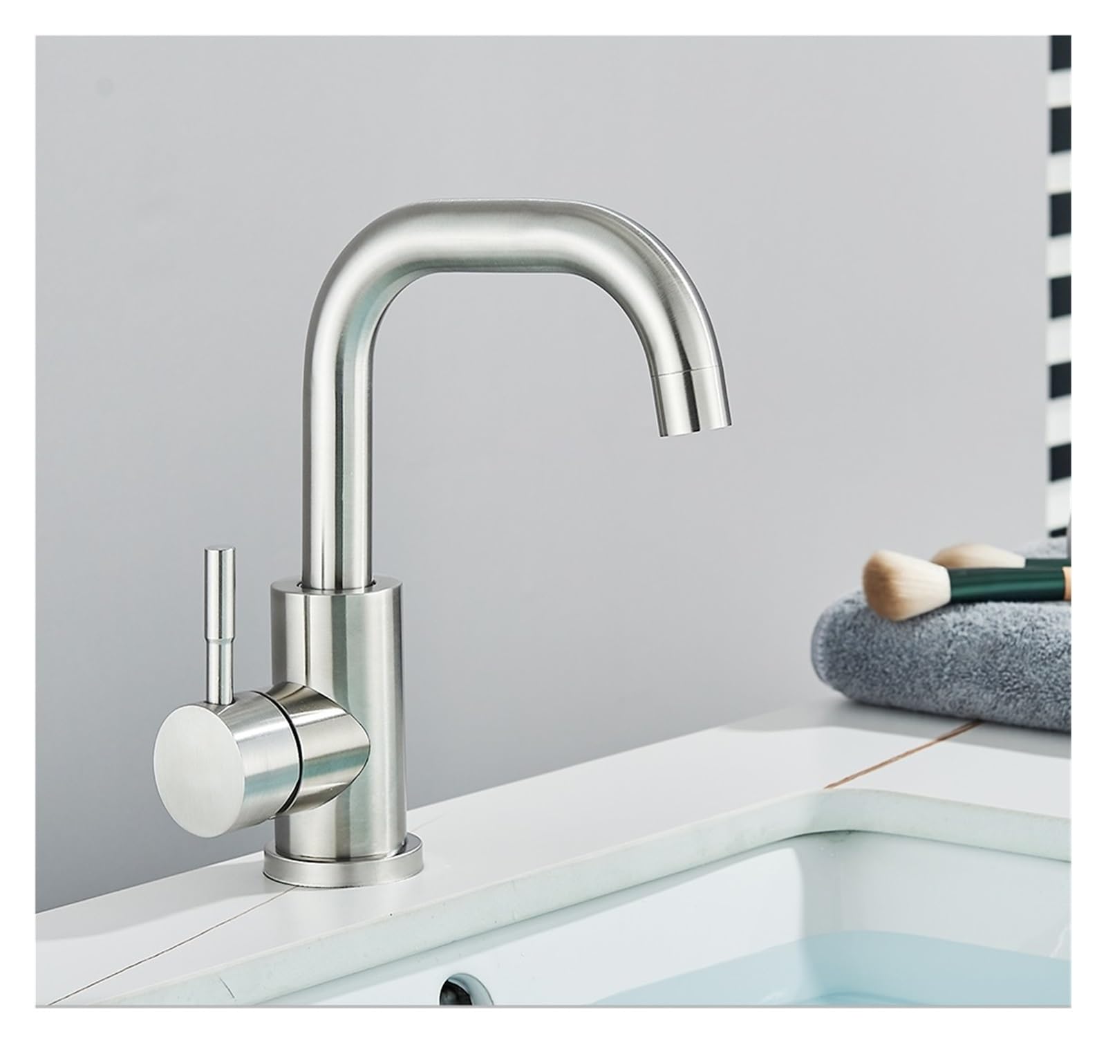 GLETSF Chrome Kitchen Faucet - 360 Swivel Square Style Drinking Waterap - Dual Handle Deck Mounted Sink Mixer - 3 Way Filtration for Kitchen Use,