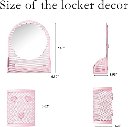 Miniatura 10 de Svartur Espejo magnético para casillero con 2 soportes magnéticos para lápices, organizadores de casillero para trabajo, kit de accesorios de