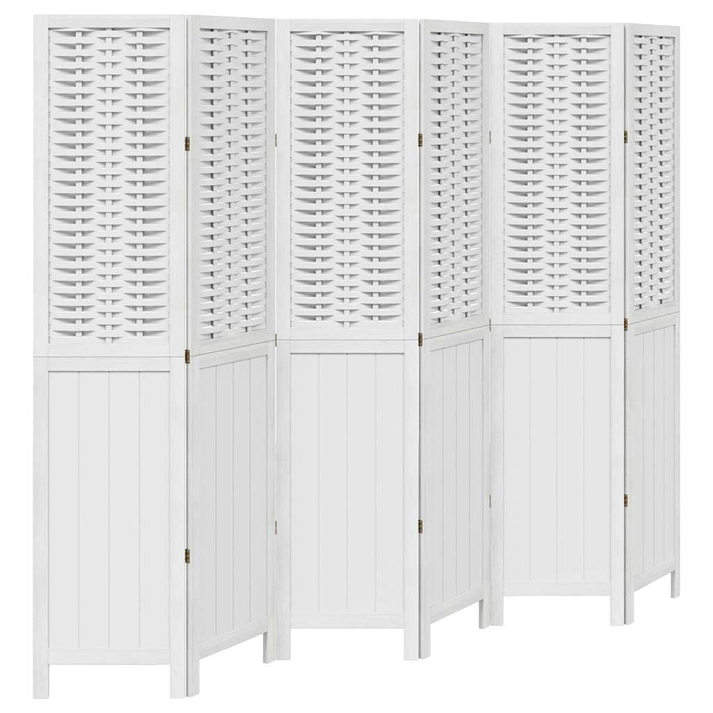 vidaXL Room Divider, Privacy Screen for Indoor Home Bedroom Living Room, Screen Privacy Panel with 6 Panels, White Solid Wood Paulownia