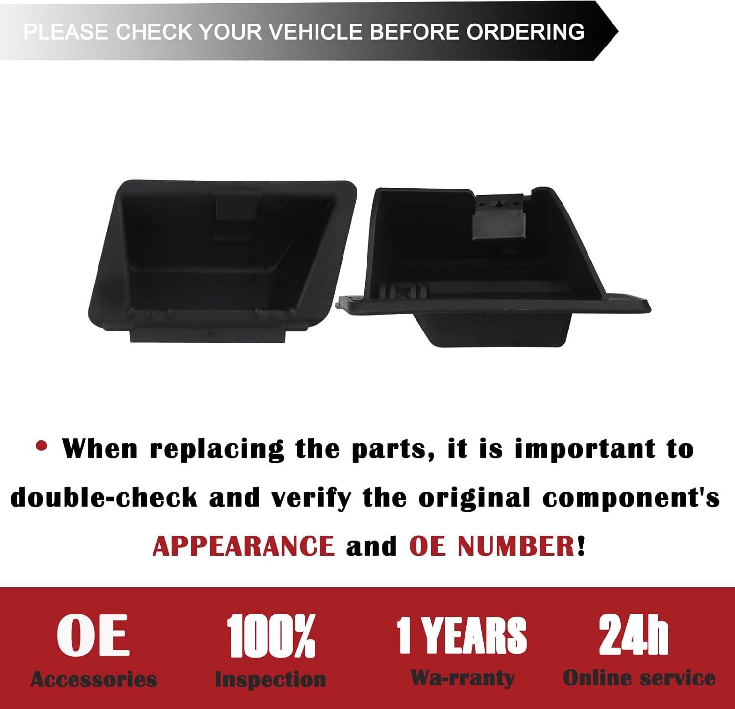 Dash Ash Tray Coin Tray Compatible with 2008-2010 Ford F250 F350 F450 F550 Super Duty Truck (Black)