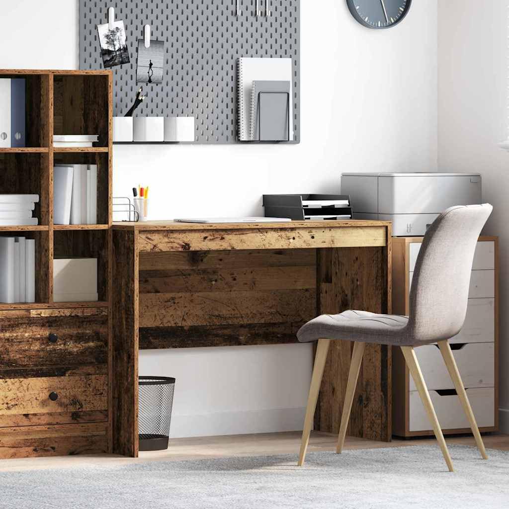 Scrivania in legno anticato, 100 x 50 x 76 cm, compatta, per casa, ufficio, studio, con piano stabile per postazione di lavoro organizzata