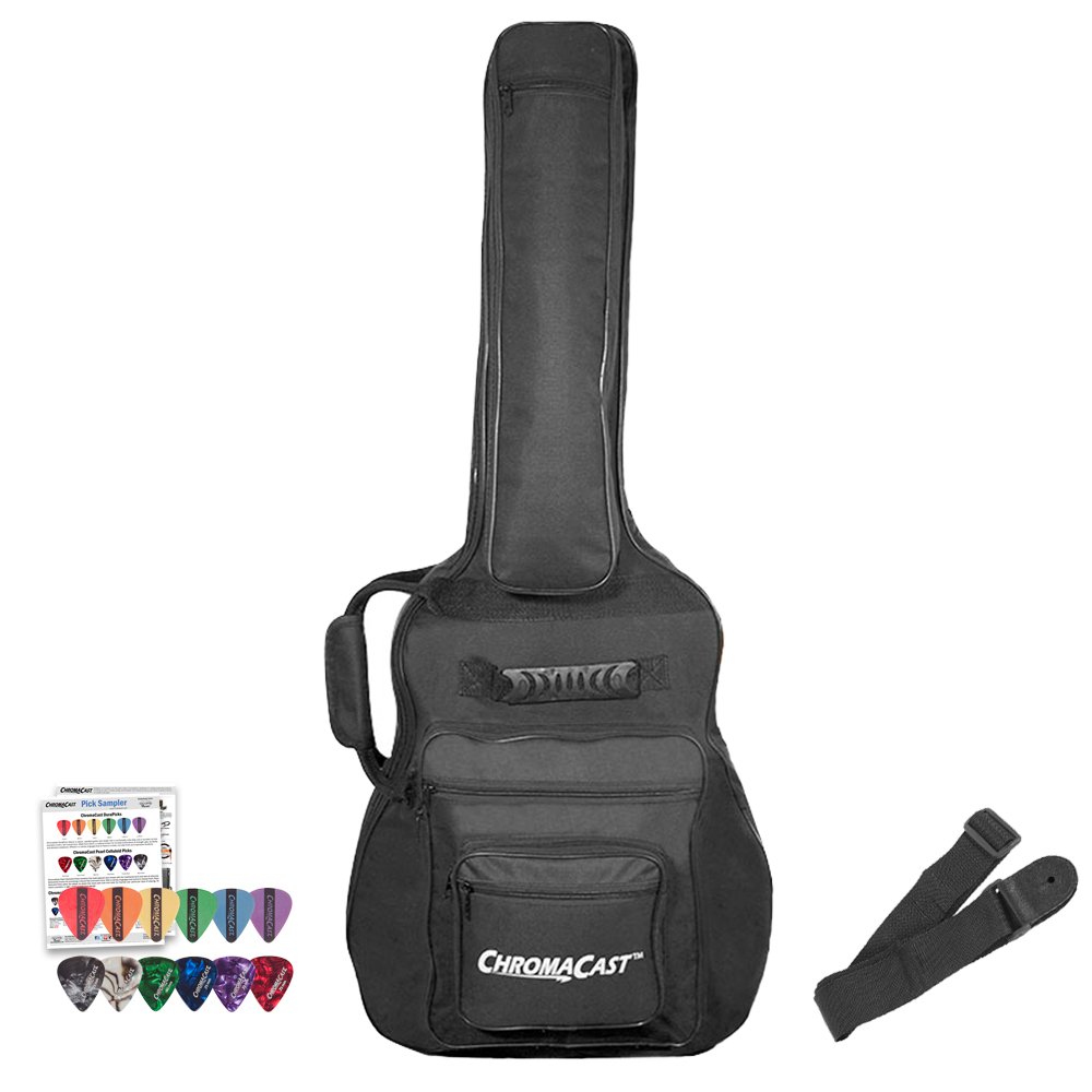 ChromaCast CC-AMJPB-BAG-KIT-1 Acoustic Mini Jumbo Padded Gig Bag with Guitar Strap and Pick Sampler