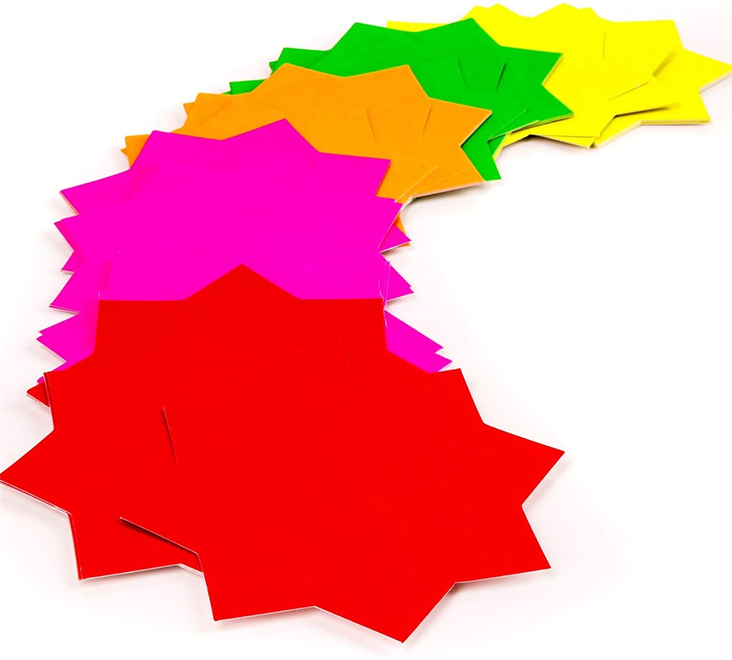 JMS we create smile [Pack of 60] Fluorescent Flash Stars 2.5"/4"/6" Shop Retail Display Tags Price Signs Sale Card Notice Neon (2.5")