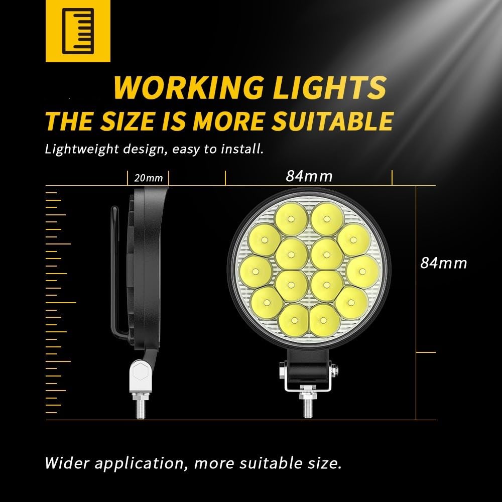 Lampada Fanale Posteriore 42W 14 48W 16SMD Luce da lavoro Fendinebbia anteriore per auto 12V 24V per camion SUV 4X4 4WD Fari di ingegneria Off-road Faro rotondo(1pcs square)