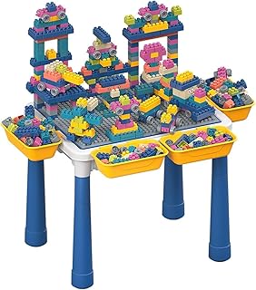 Next Store Multi-Use Building Block Table – 6 Different Play Modes Double Deck & Matching Base – Built-in Storage to Develop Creativity and Motor Skills for Kids in Everyday Play.