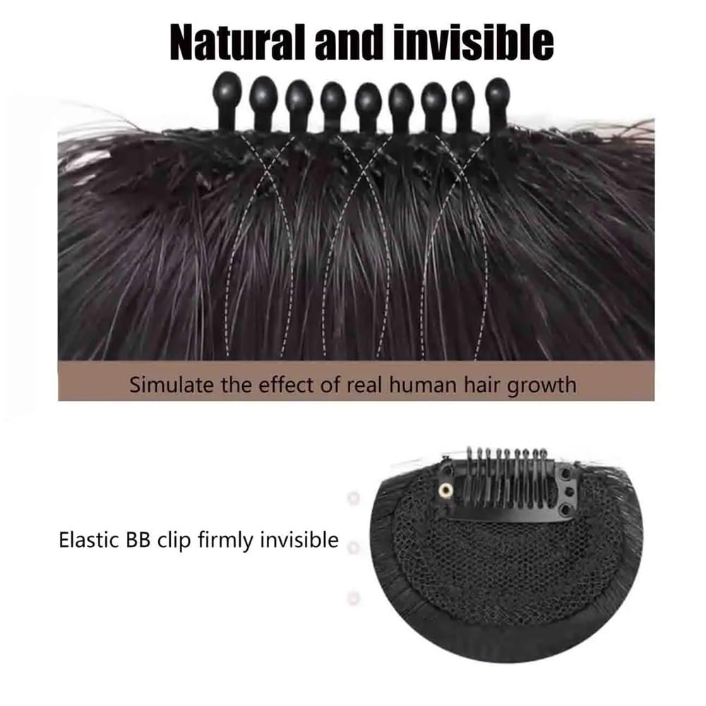 grzywka Clip-In Bangs Hairpiece dla kobiet 100% ludzkie proste włosy nakładki do codziennego noszenia dopinki do włosów(Dark Brown)