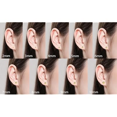 NEWITIN 9 Pairs Gold Ball Stud Earrings for Women Hypoallergenic Earring 18K Gold Plated Ball Earrings Set 2-10 MM Small Studs for Women Men