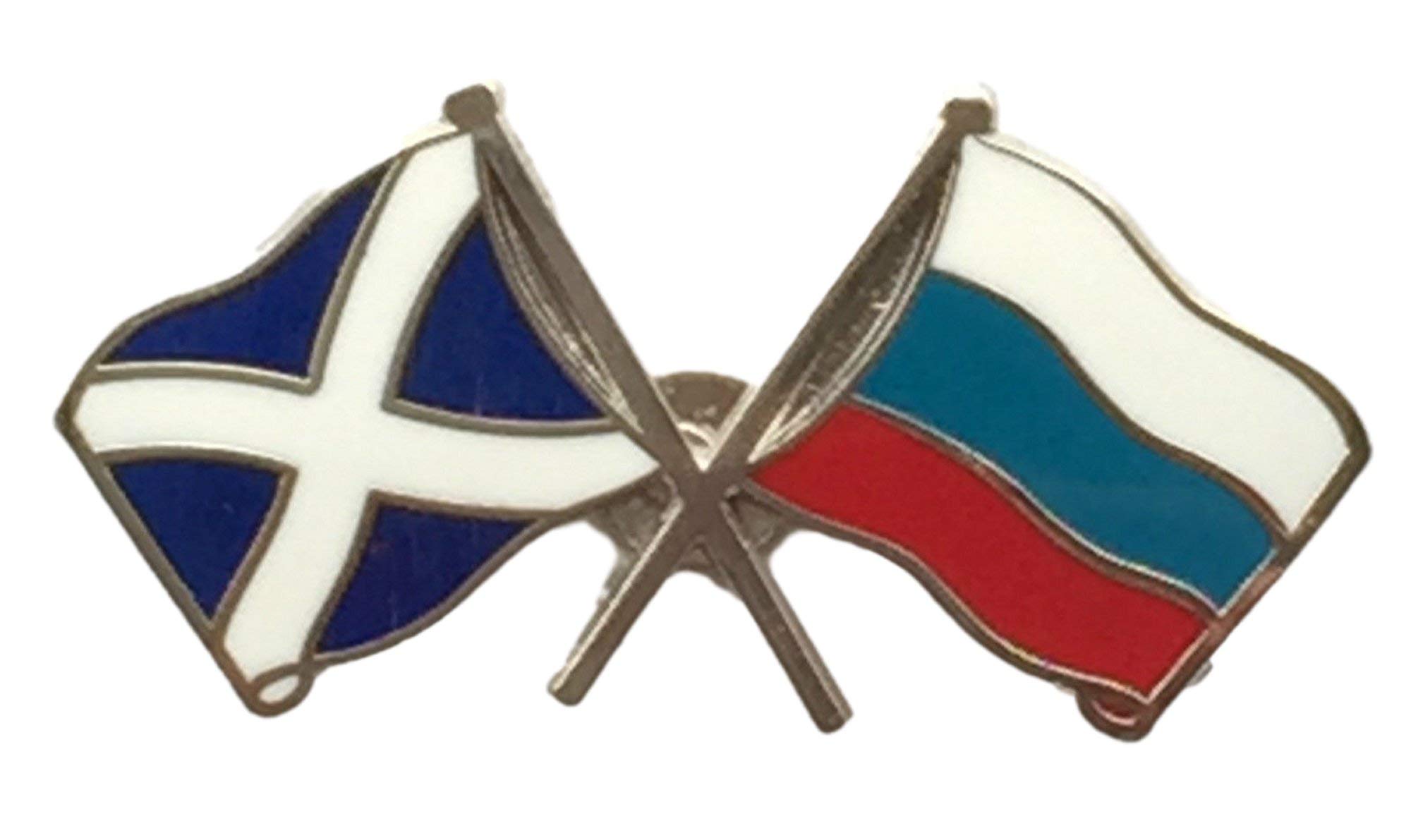 Scotland & Russia (New) Flags Friendship Courtesy Enamel Lapel Pin Badge T286A