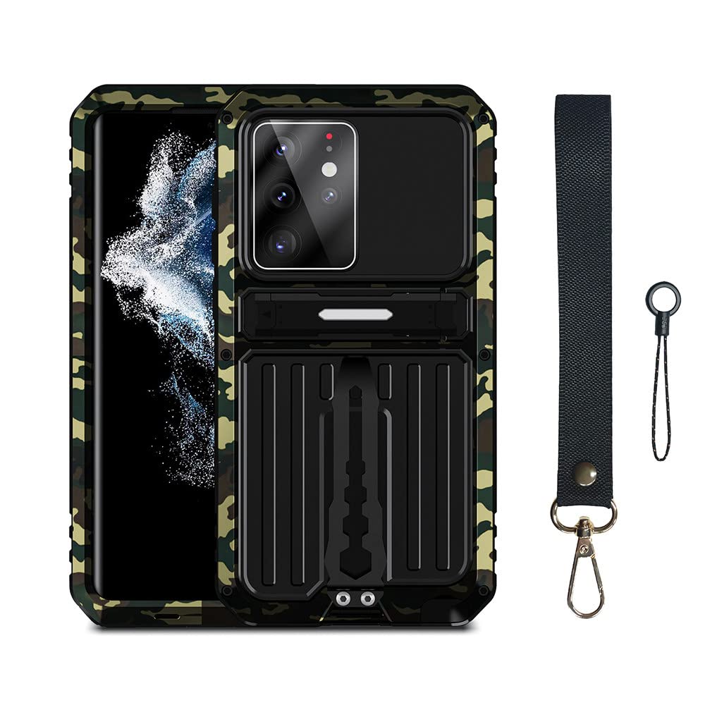 Étui Samsung S22 Ultra antichoc camouflage rigide avec support de support intégré - 6