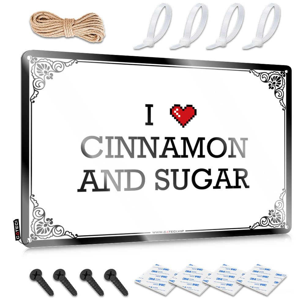 I Love Cinnamon And Sugar Teens Office Hanging | Sweet Vintage Wall Decor Reusable Vintage Metal Wall Decor(30X40CM)