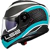 LS2 STROBE 2 Victory Mat Titanium-White-Metal Blue Helmet, ECE 22.06 P/J Certified Jaw Pop-Up Modular Helmet, KPA Shell, Built-in Solar Viewfinder, Glasses Compatible