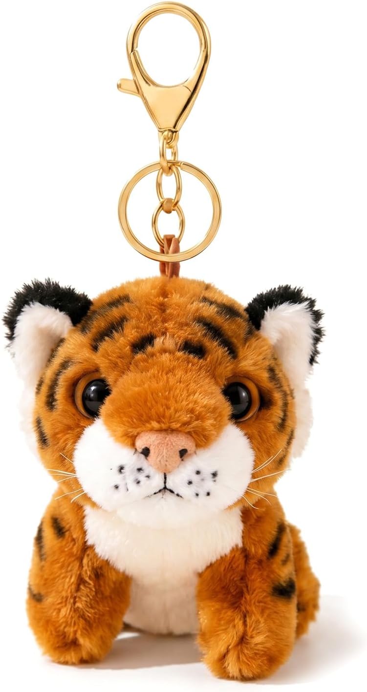 choice of all Tiger Keychain Cute Tiger Plush Bag Charm Derpy Keychain Bengals Animal Accessories Bag Key Rings Jewelry Gift
