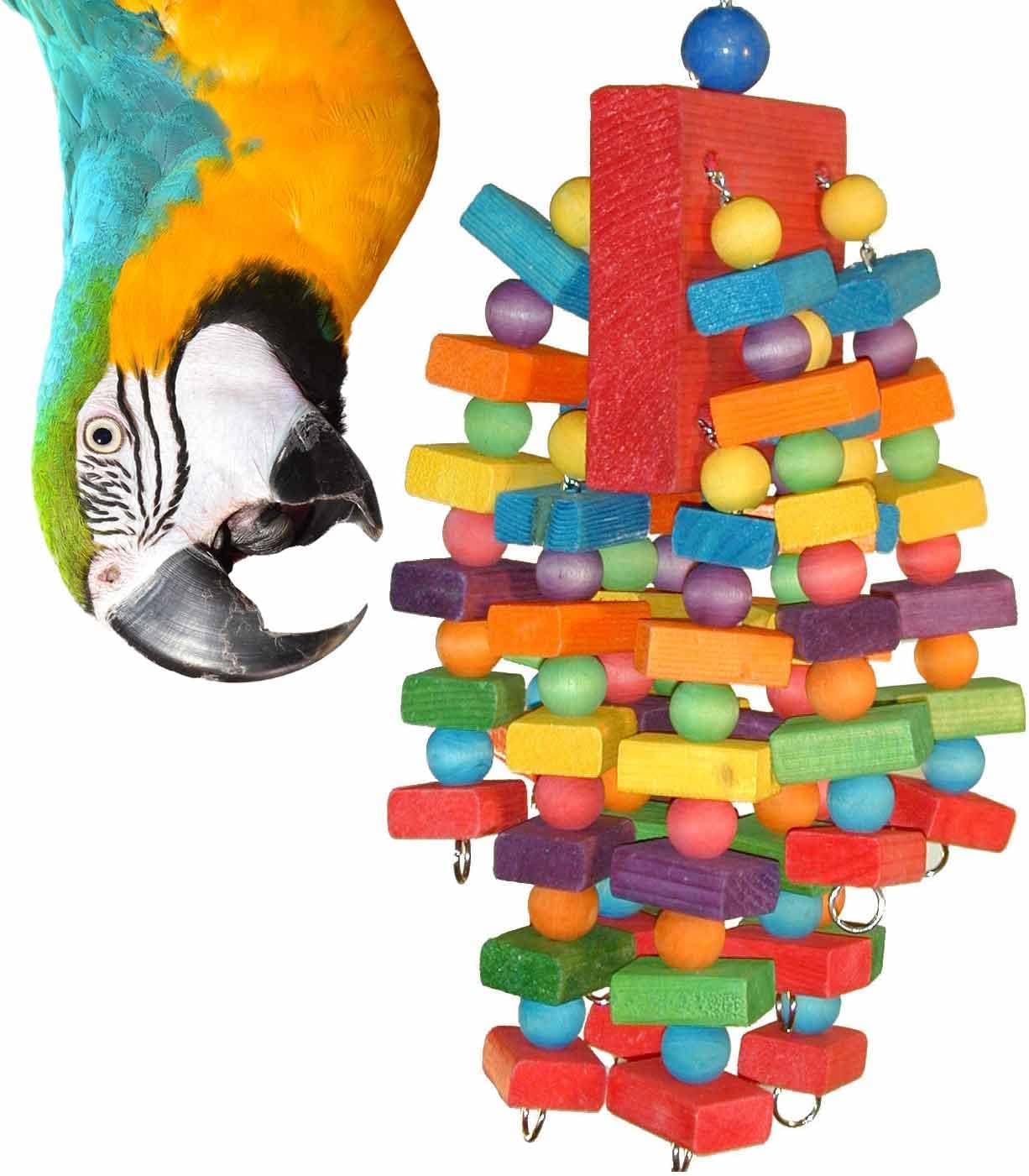 Super Bird Creations - SB439 Beakasaurus Bird Toy - Vibrant Bird Toy for Macaws, Parrots, Eclectus & African Greys with Chewable Elements - Perfect Toy for Beak Health - Large to XL Bird Size