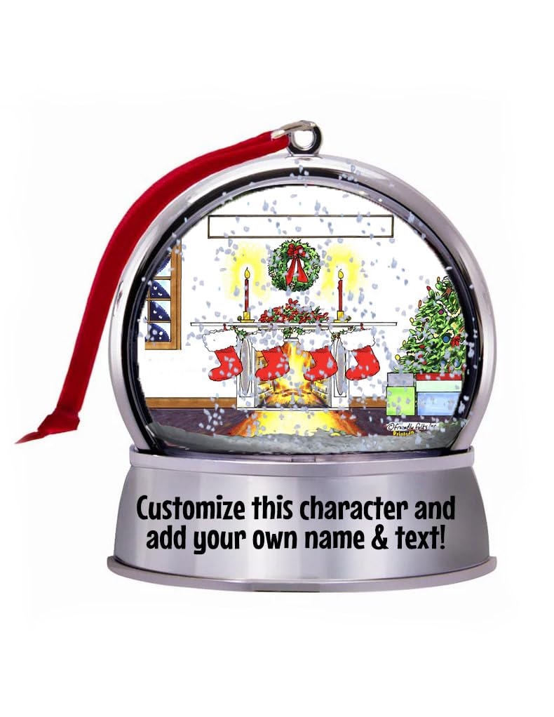 Personalized Friendly Folks Christmas Stocking - 4 Snow Globe Magnet - Great Gift!