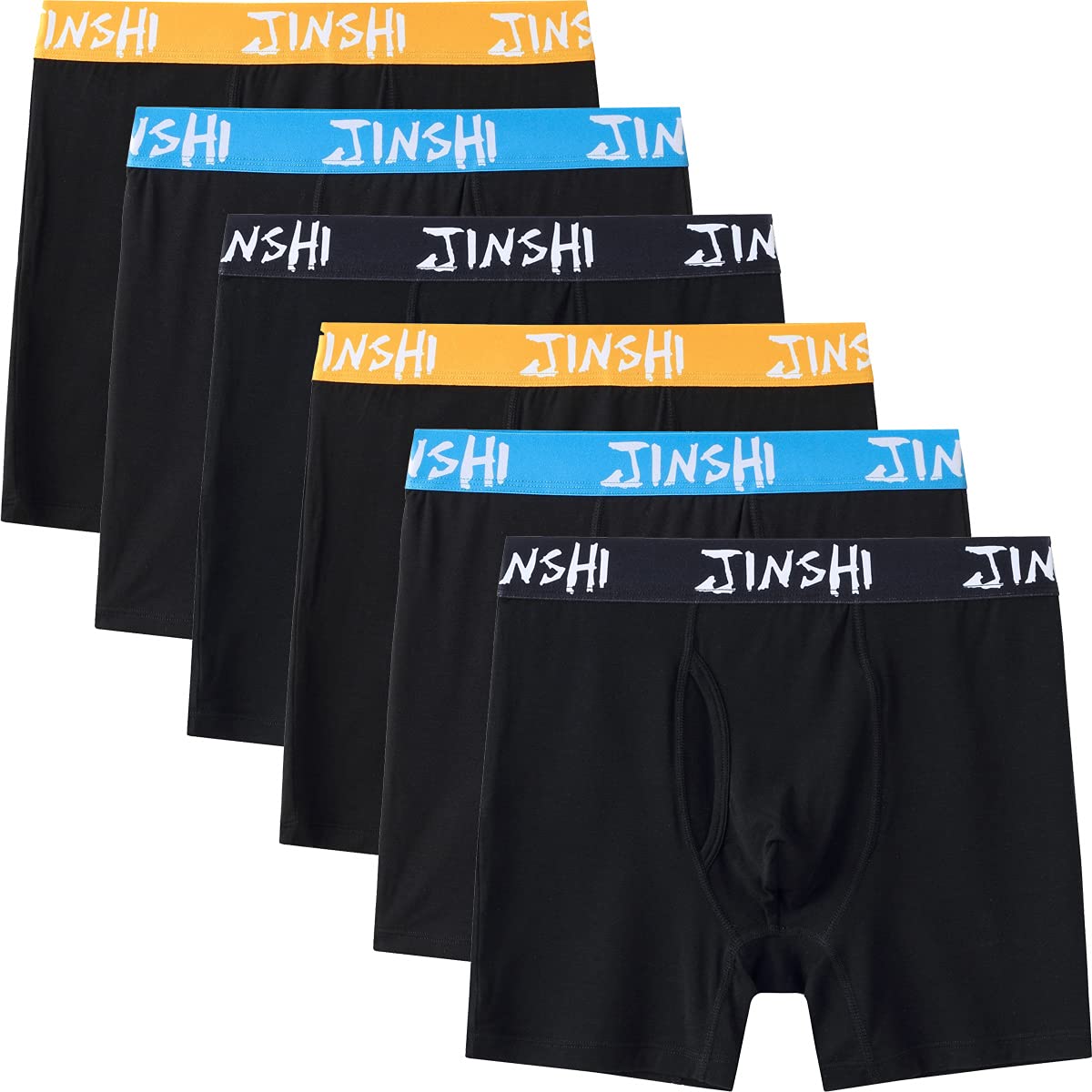 JINSHI Herren Boxershorts Lang Unterhosen Bambus Trunks Passform Unterwäsche