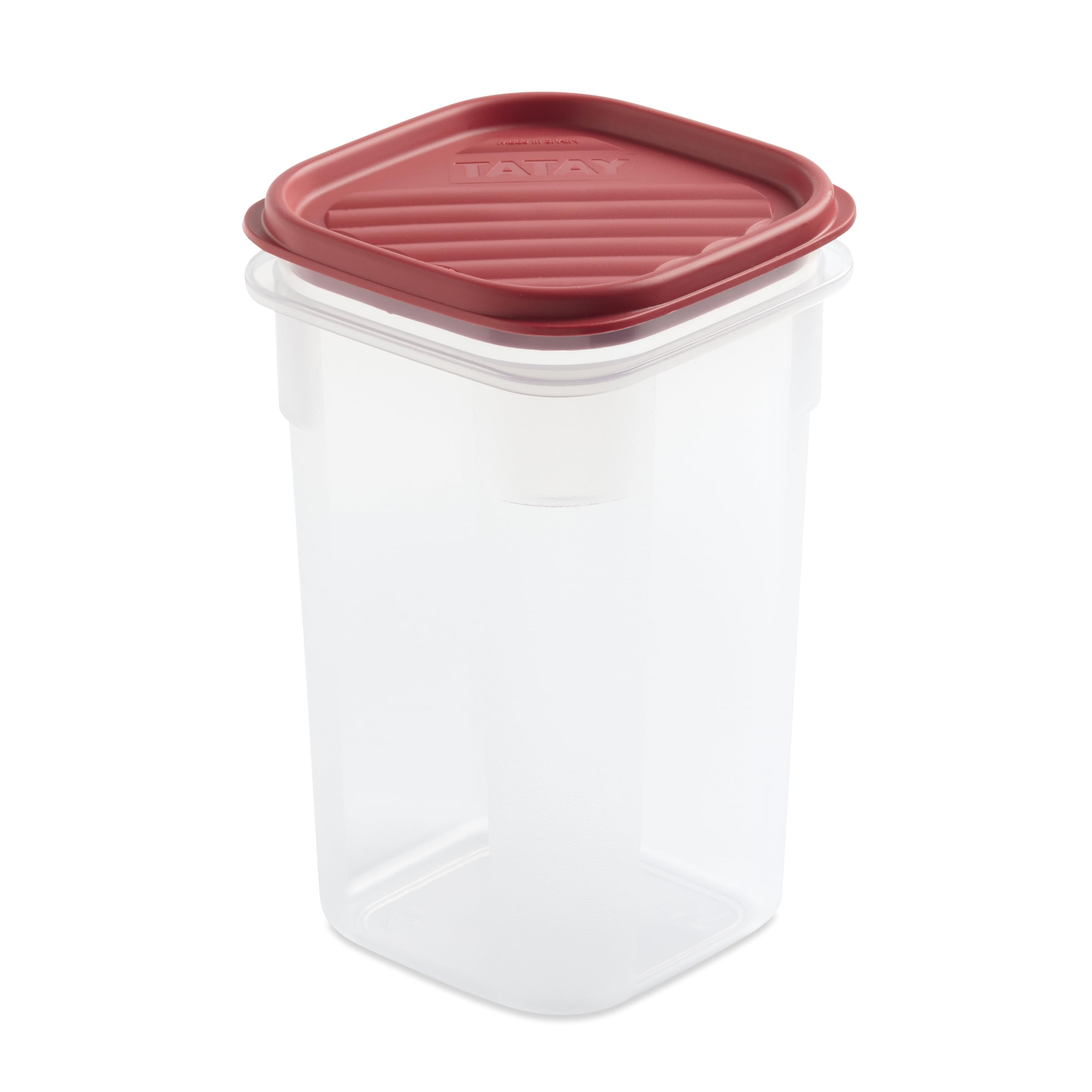 TATAY Food Storage, Airtight, 1 L of Capacity, Flexible Pressure Lid, BPA free, Suitable Microwave and Dishwasher, Red. Measures: 10 x 10 x 16,5 cm