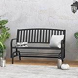 MAYPEX 4 Ft. Steel Patio Garden Glider Bench Patio Garden Glider Bench 2-Person Loveseats Outdoor Furniture Park Bench