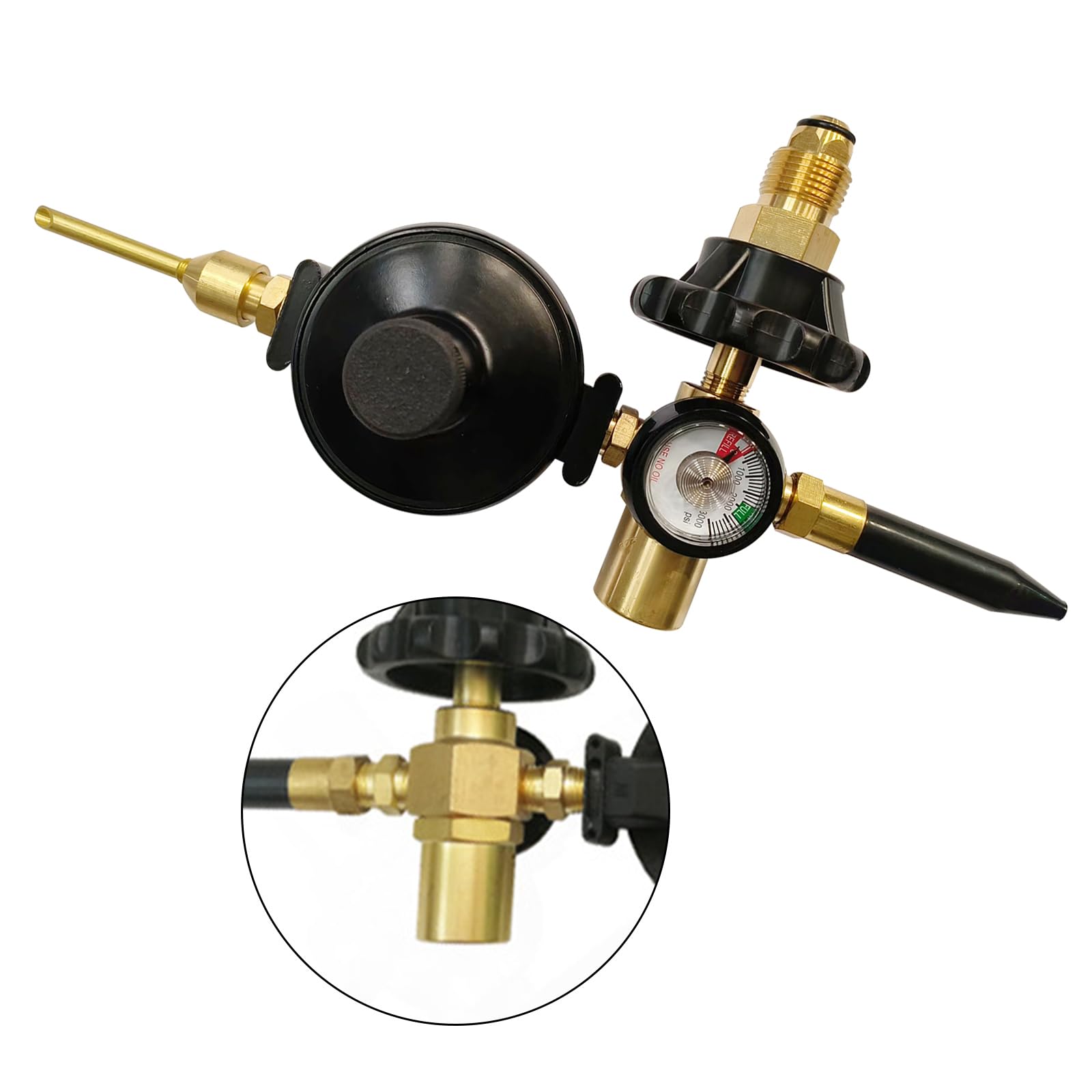 Ballonfüller mit Messgerät 0-3000PSI für CGA580 Tanks Ventile Regler Filler Party