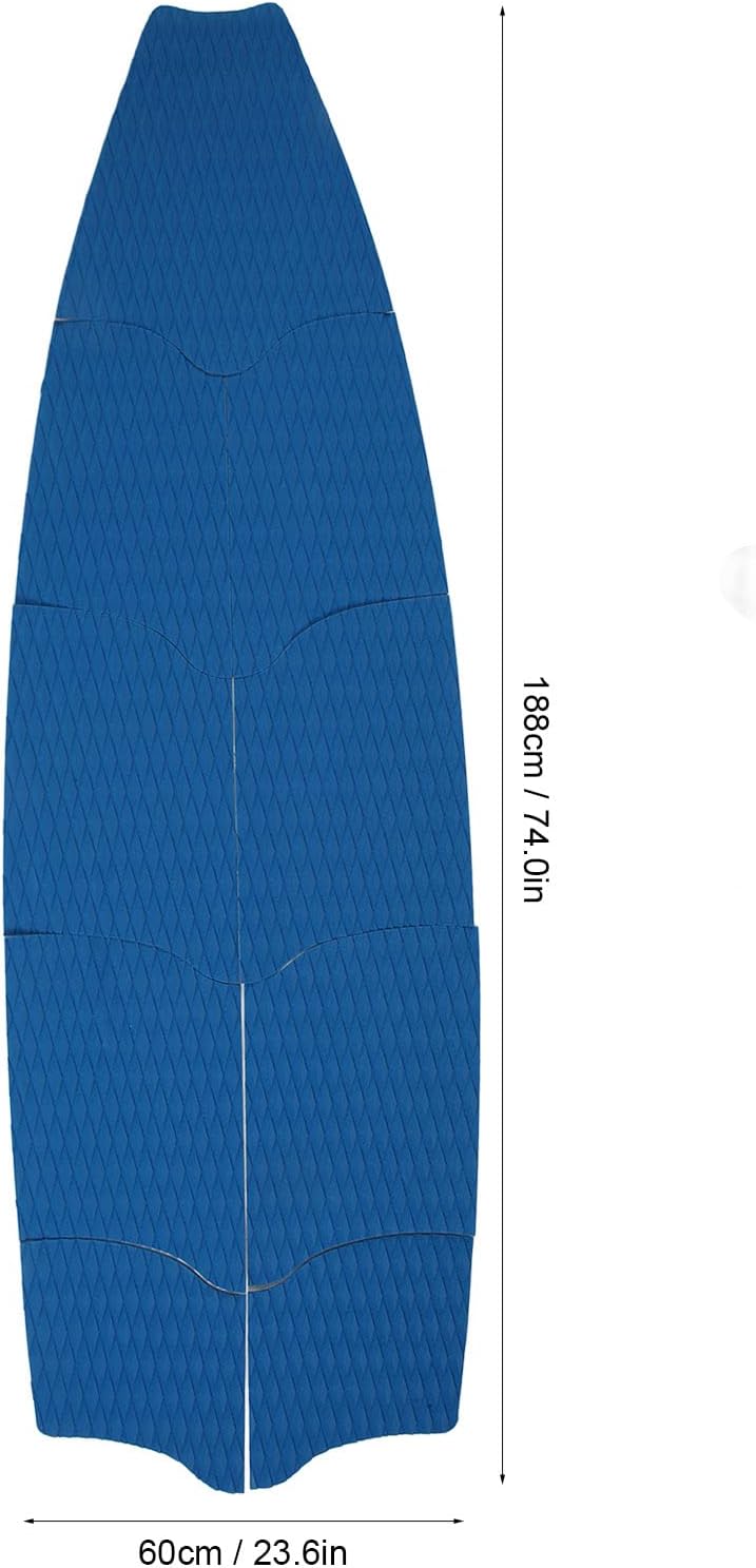 9Pcs Blue EVA Surfboard Traction Pad Set, 74x23.6in Anti Slip Deck Mat for Surf, Paddle & Skimboards - Durable Shock Absorbing Grip with Easy Adhesive Installation for Water