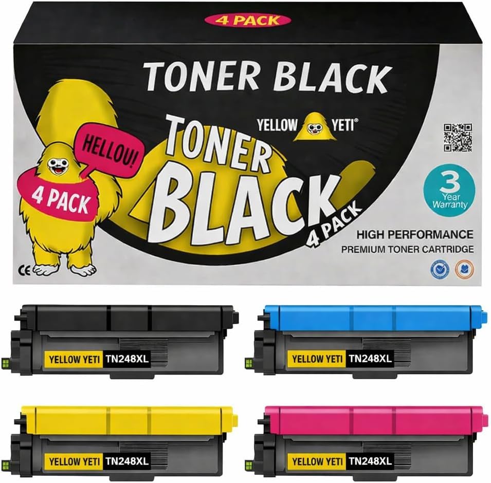 Toner TN248XL compatible Brother à haute capacité pour des impressions couleur nettes