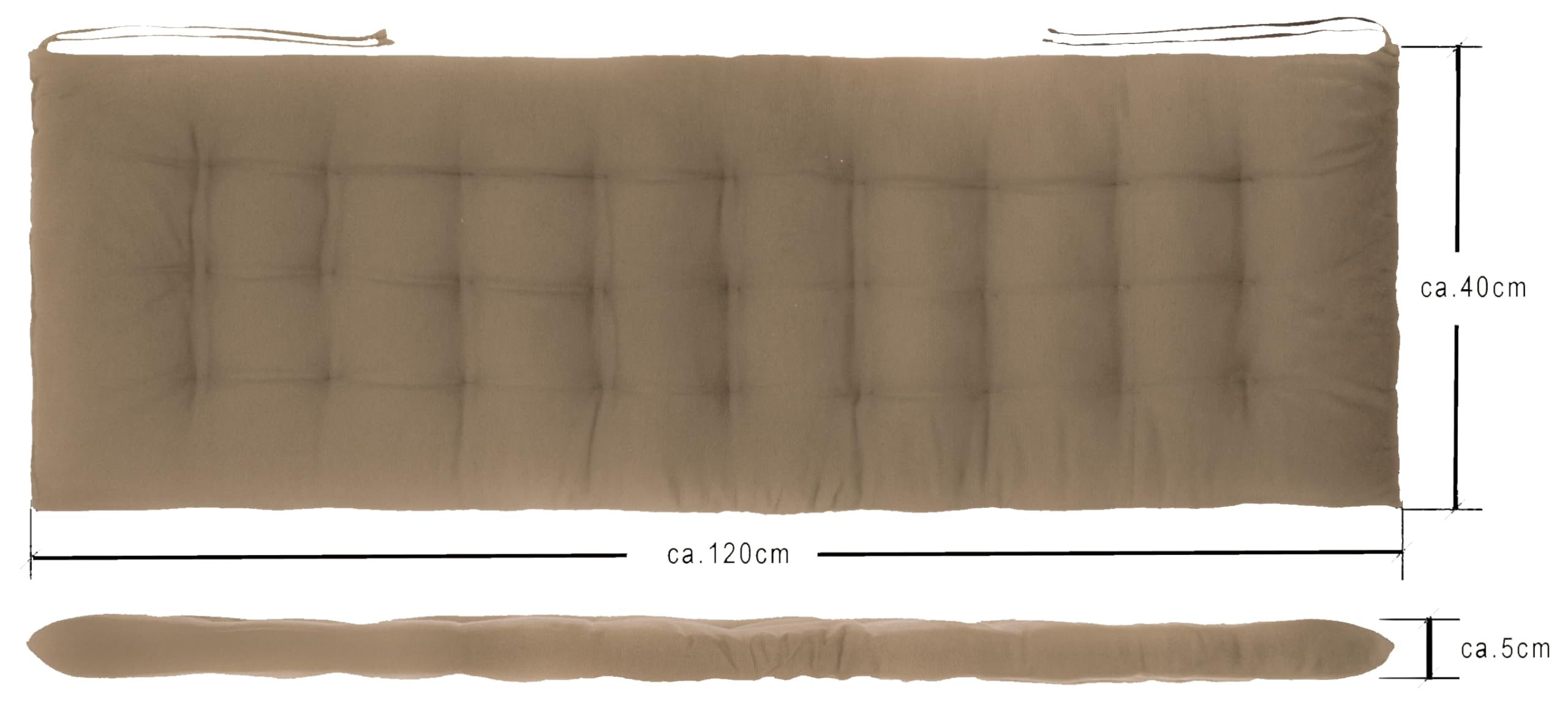 Brandsseller Cuscino per panca 120x40x4 cm – Per panca da giardino e panca da pranzo – Idrorepellente, facile da pulire e morbido e imbottito – Uso interno & esterno – Taupe/Beige