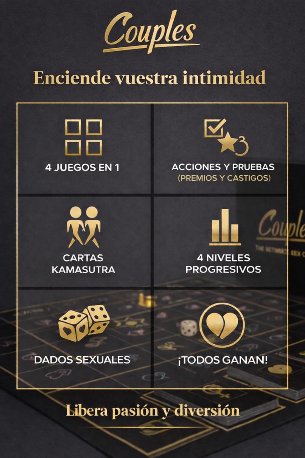 Couples – Juego de Parejas Adulto para Reavivar la Relación/Juego Erótico de Mesa/Regalo Original para Parejas