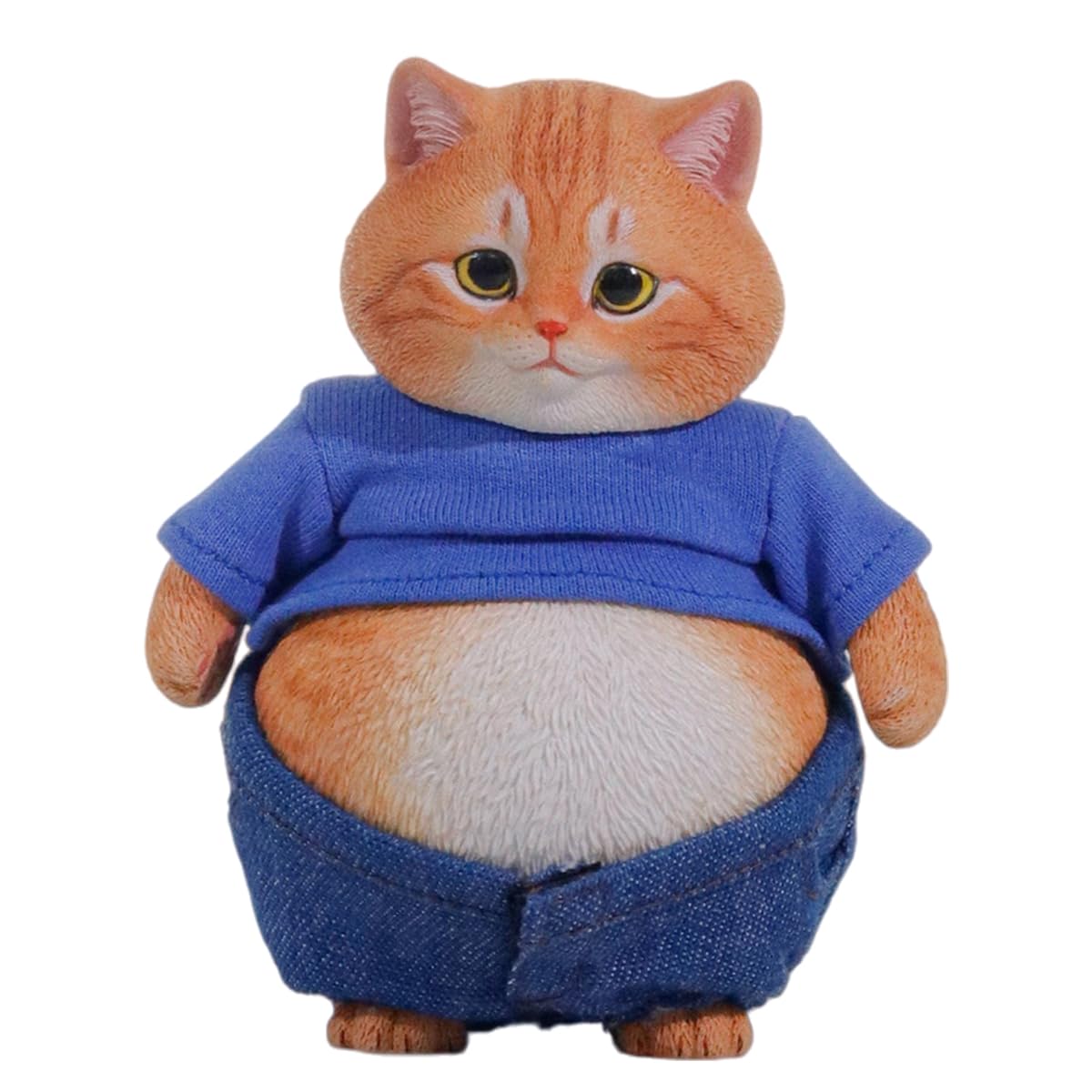 HiPlay Double one x Lieji 1/6 Chubby Cat figura di animale tabby mackerel argentato D26011B con maglietta in miniatura e completo in denim