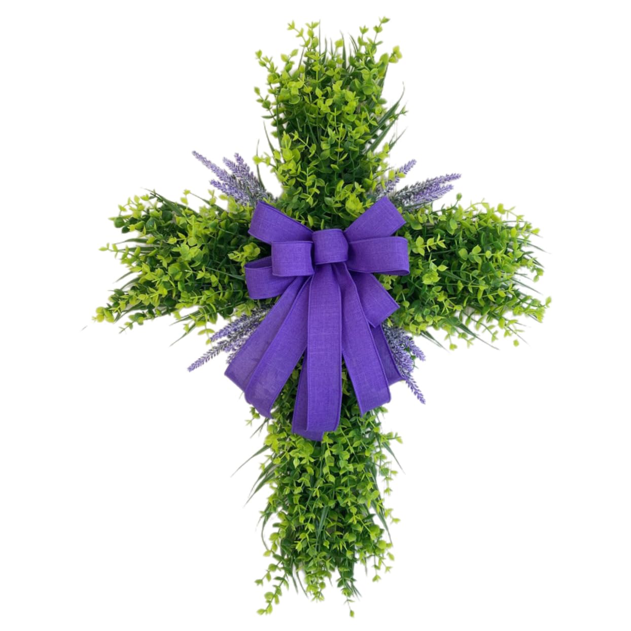 Ghirlanda Verde A Croce Per Porta D'ingresso Eucalipto E Lavanda Decorazione Esterna Per Portico Invernale