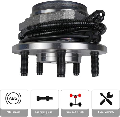 Miniatura 3 de Autoround Paquete de 2 pares de cubos de rueda del lado del conductor delantero y conjunto de rodamientos compatibles con Jeep Liberty 2002 2003