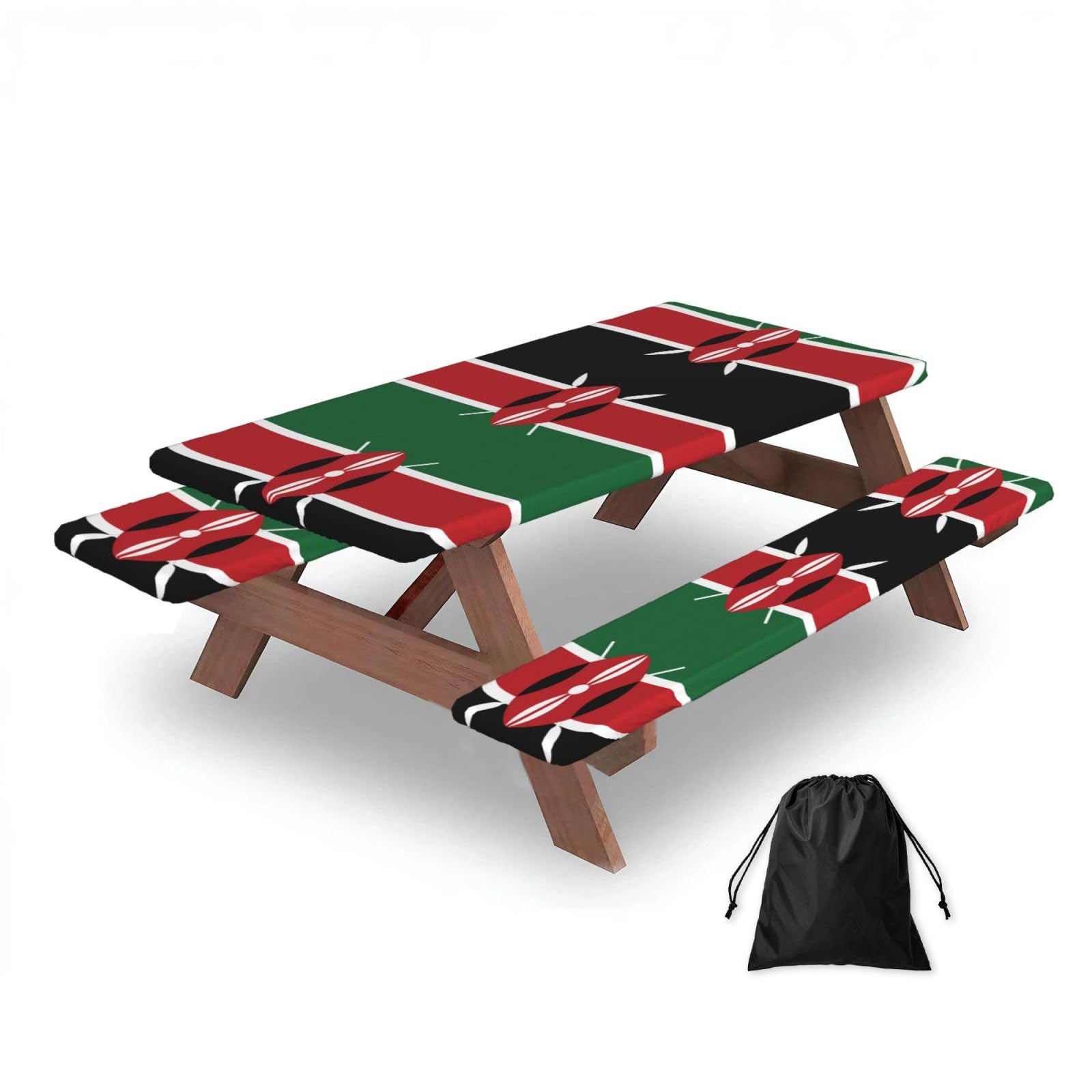 Flag of Kenya Rectangular water-repellent picnic tablecloths, outdoor camping, picnic, BBQ